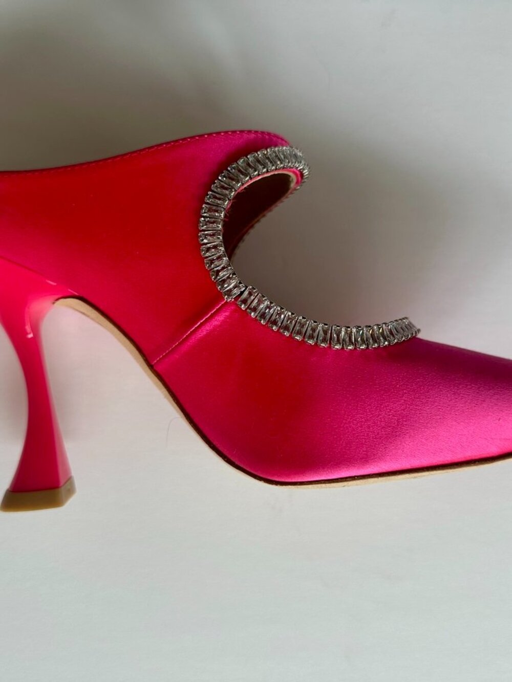 Stuart Weitzman Pink Satin Crystal Heels, Size 7 Luxury Designer Pumps Mules - Picture 3 of 12